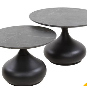 Salontafel s/2 drop shape zwart/bruin